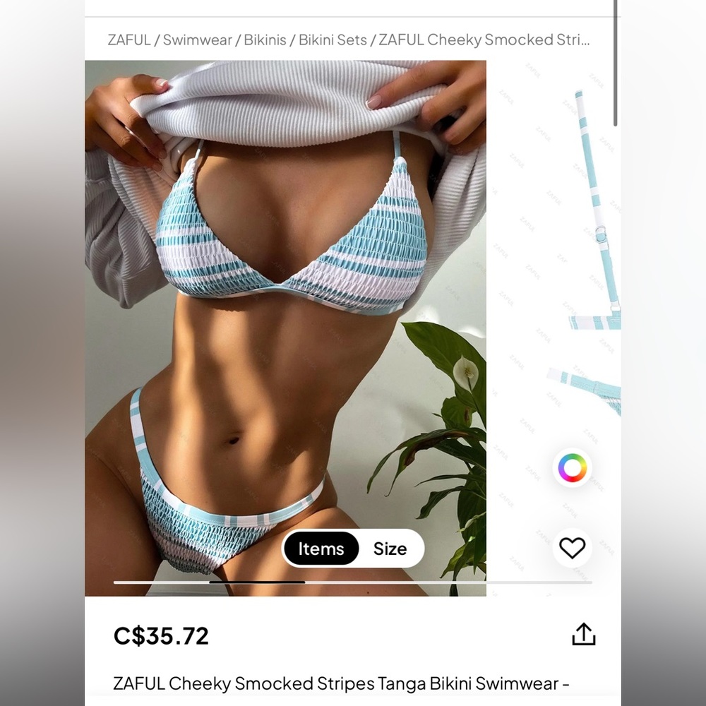 ZAFUL bikini. Worn once, stretchy, great condition. Cheeky bottom